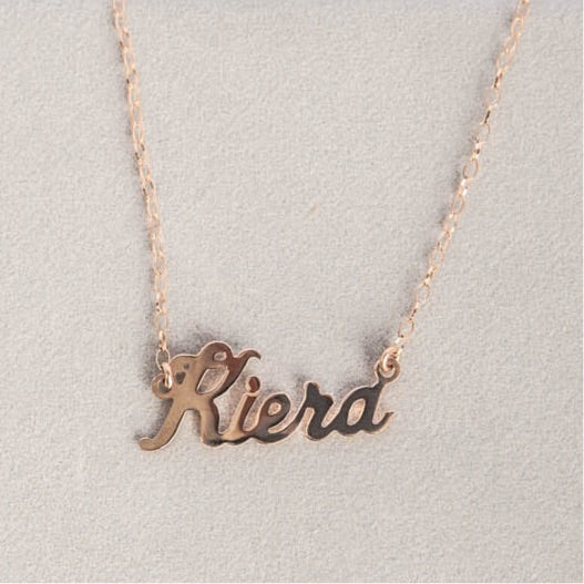 Personalised Name Necklace (Light Chain) 9ct Rose Gold