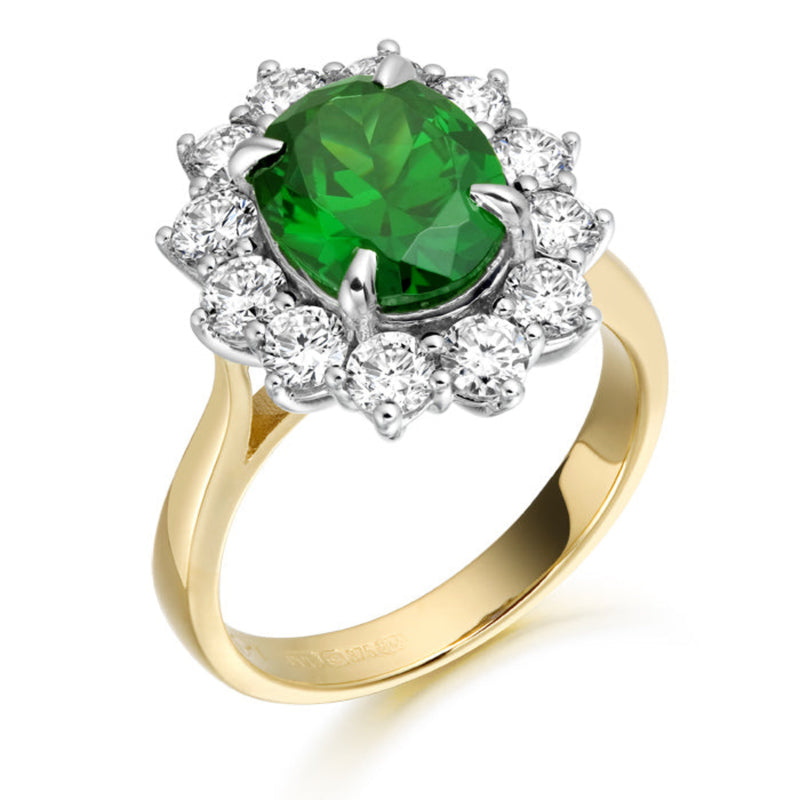 Lady Di Emerald Green Ring - 9ct Yellow Gold