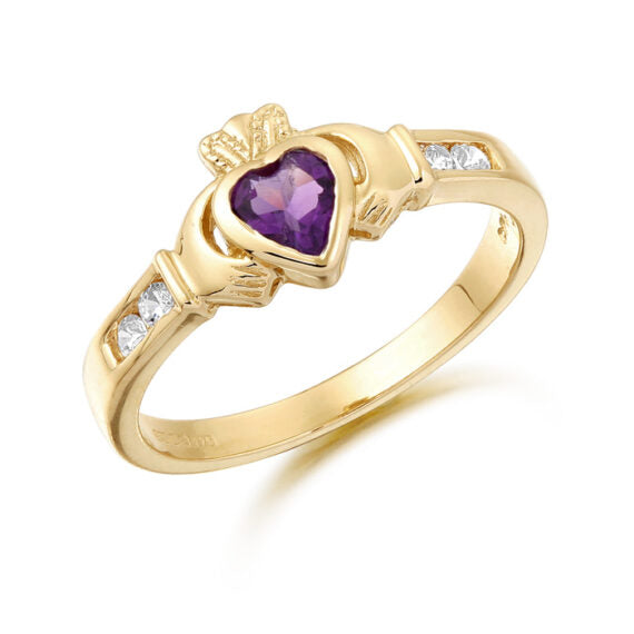 Birthstone Claddagh Ring WT 1.0kg - 9ct Yellow Gold