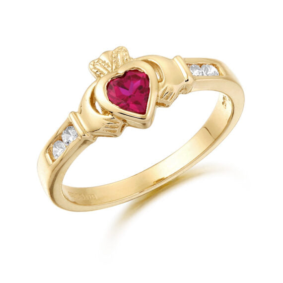 Birthstone Claddagh Ring WT 1.0kg - 9ct Yellow Gold