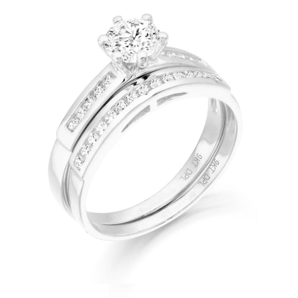 Cubic Zirconia Ring Set - 9ct White Gold