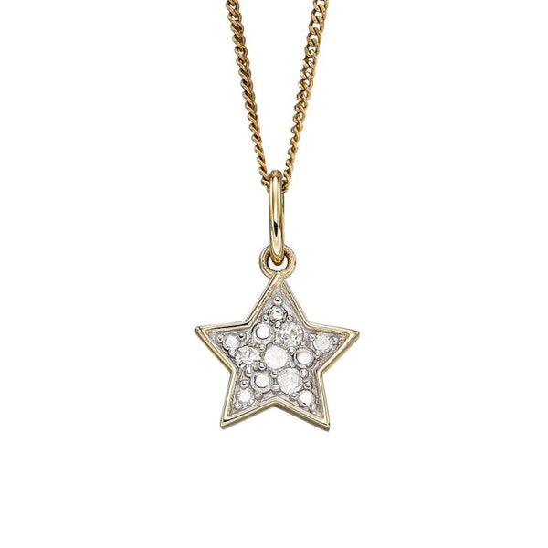 Star Pendant with Diamonds - 9ct Gold