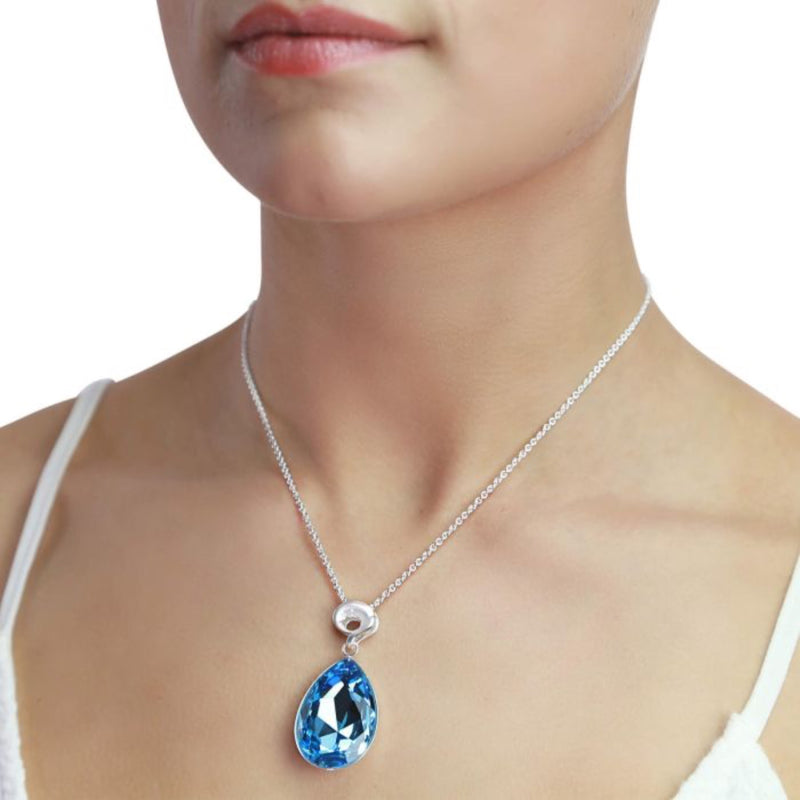 Large Teardrop Aquamarine Crystal Pendant