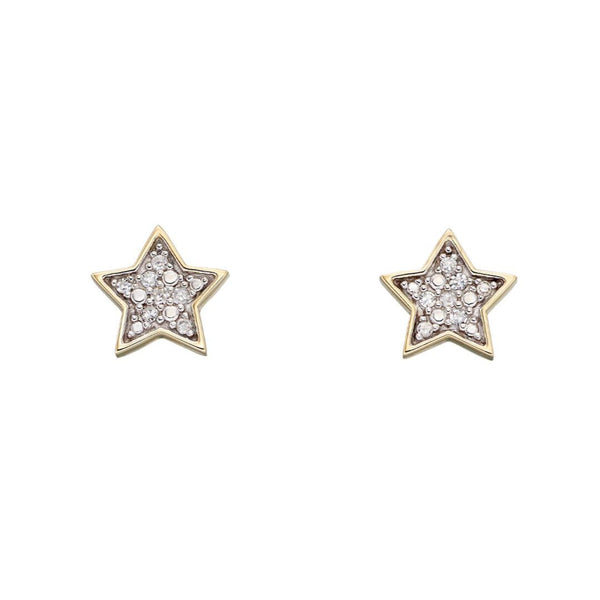Star Stud Earrings with Diamonds - 9ct Gold