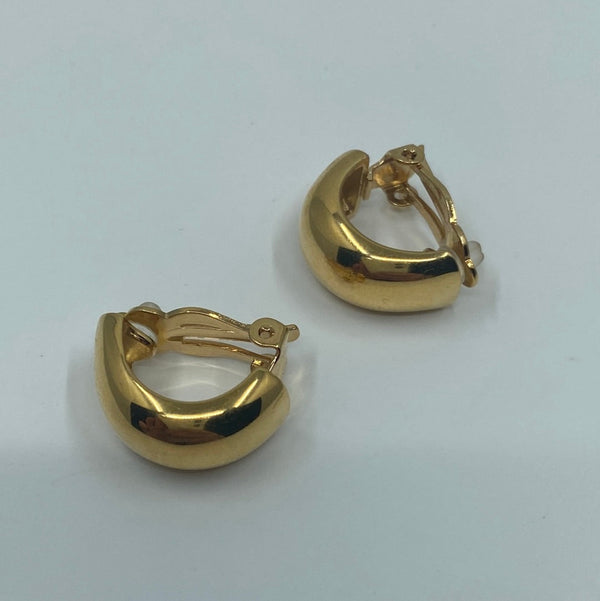 Chunky Hoop Clip On Earrings - Gold filled
