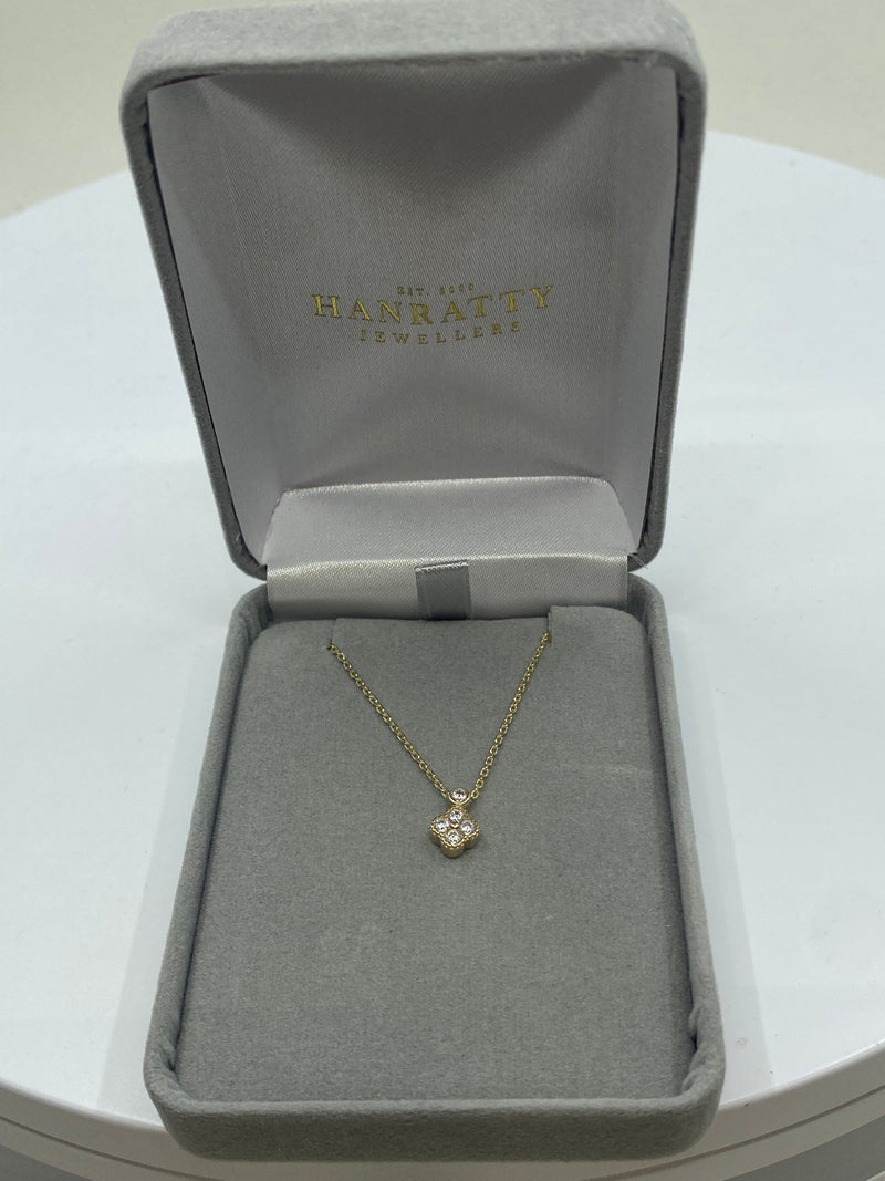 Clover CZ Necklace - 9ct Yellow Gold