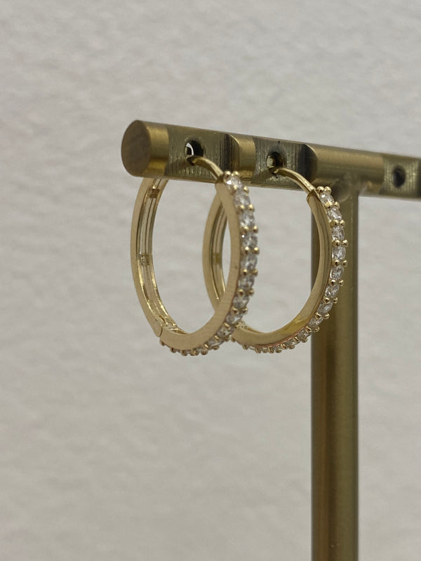 Hinged Cubic Zirconia Earrings - 9ct Gold