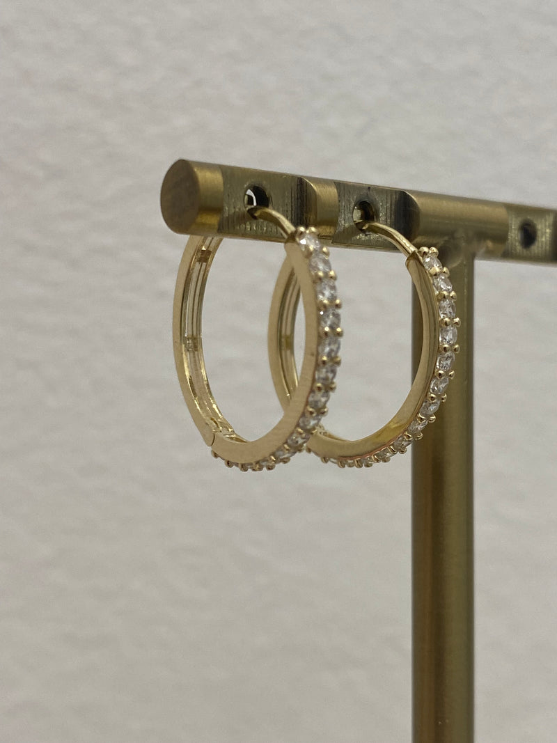 Hinged Cubic Zirconia Earrings - 9ct Gold