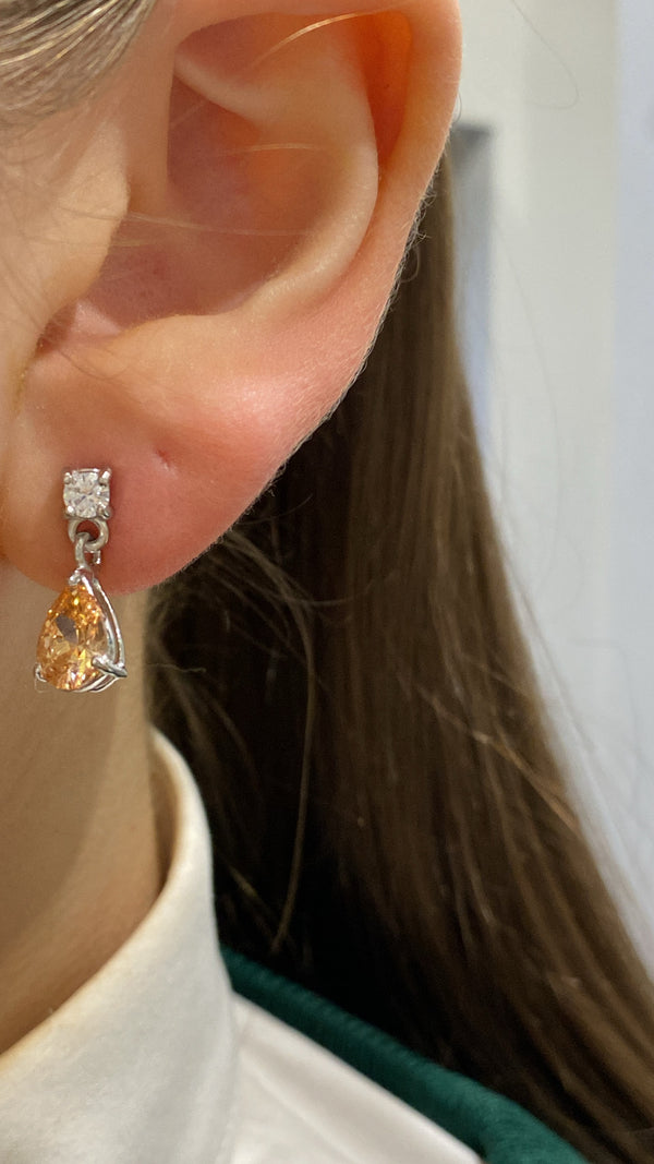 Champagne CZ Earrings - Sterling Silver