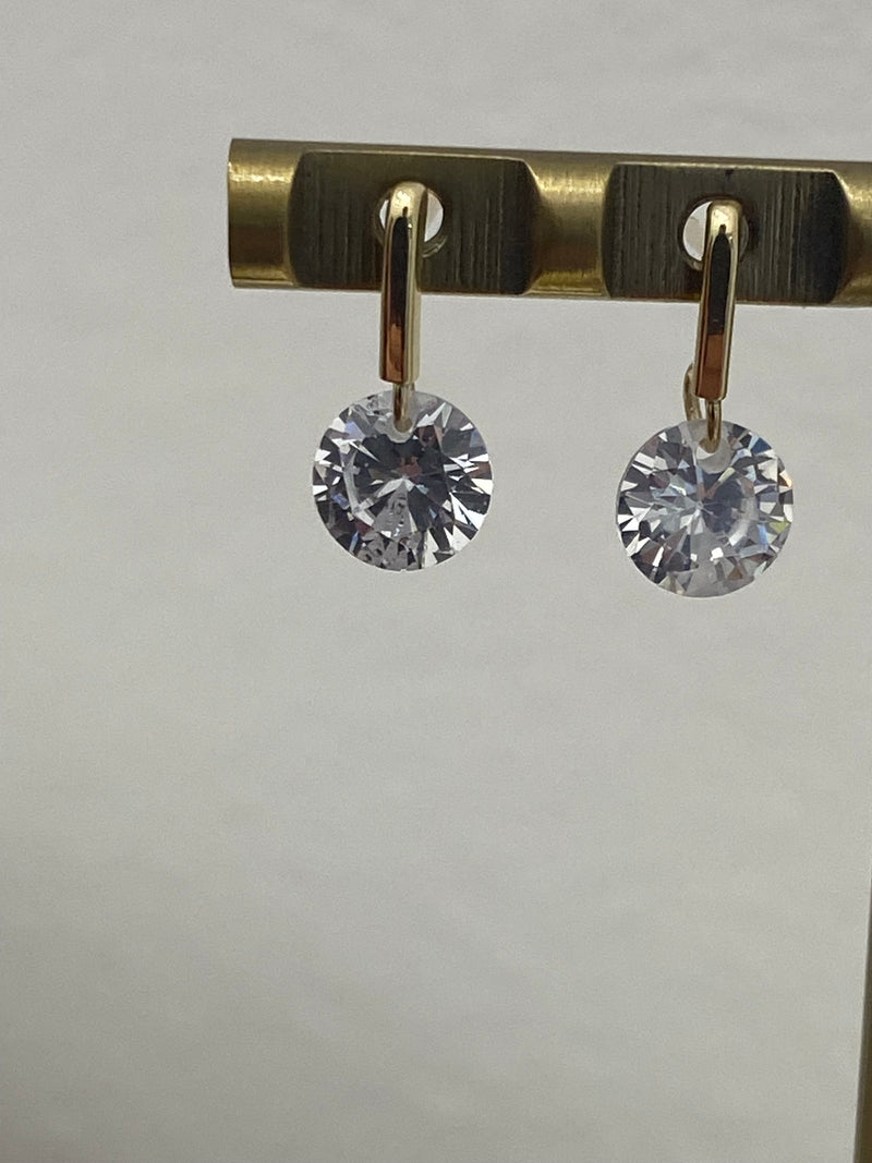 Drop CZ Earrings - 9ct Yellow Gold