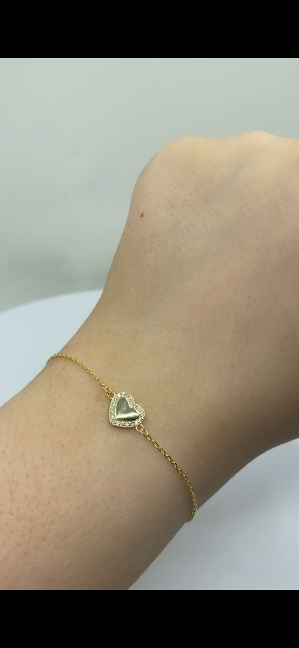 CZ Heart Bracelet - Sterling Silver Gold Plated