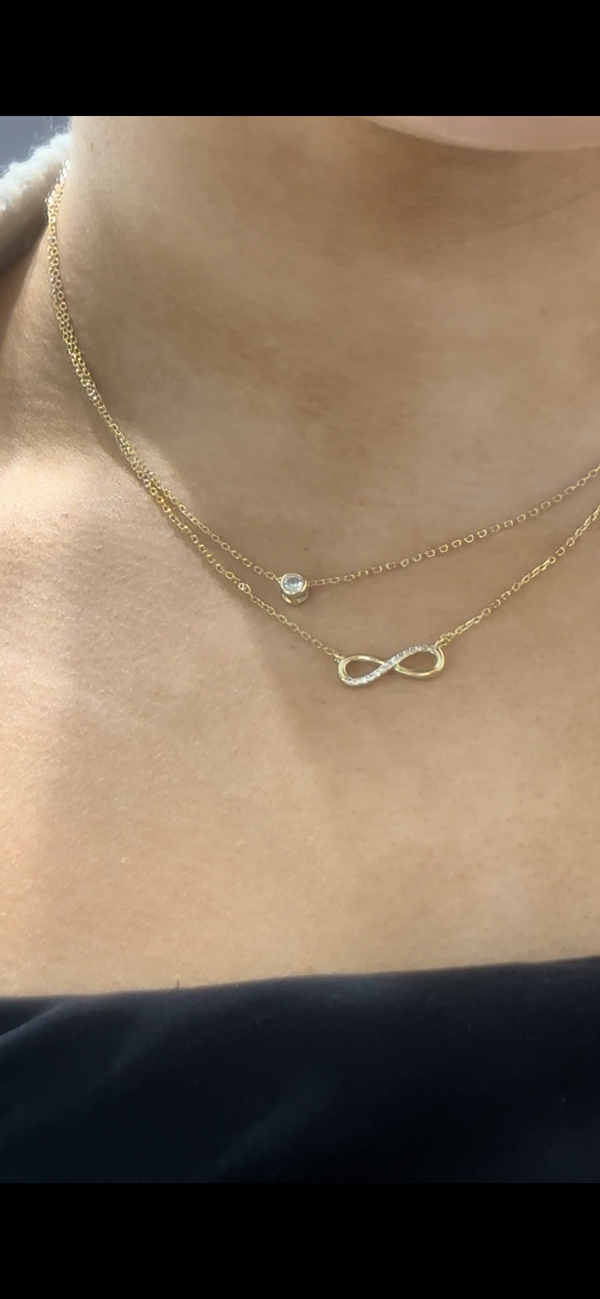 CZ Infinity Necklace - Sterling Silver Gold Plated