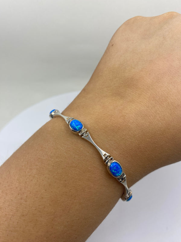 Blue Synthetic Opal Bracelet - Sterling Silver