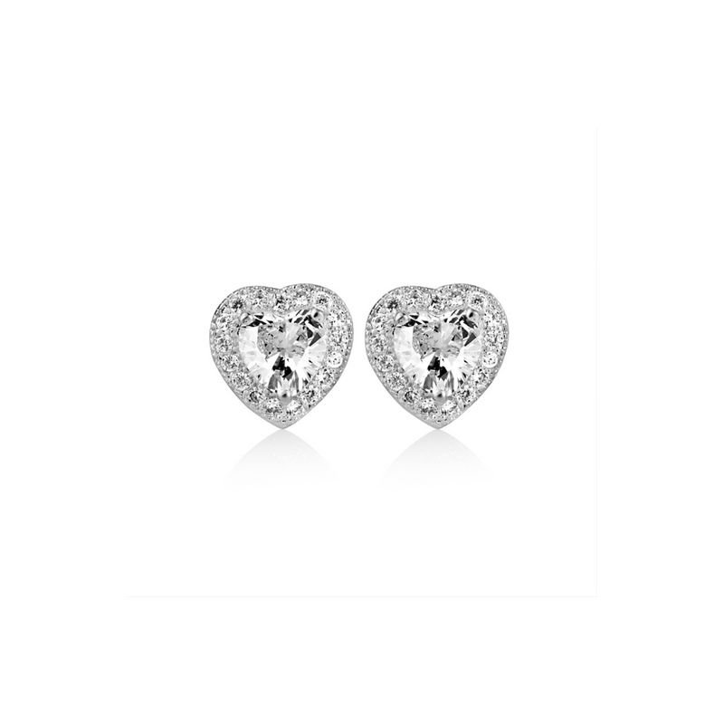 Clear Stone Heart Earrings Newbridge Silverware