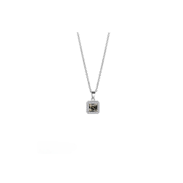 Square Pendant With Clear & Black Stone Settings Newbridge Silverware