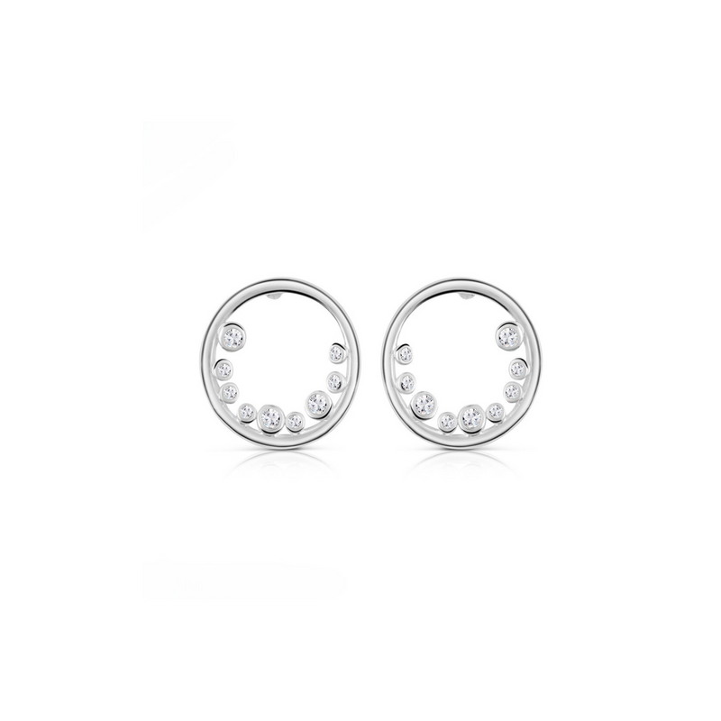 Petite Circular Earrings With Clear Stones Newbridge Silverware