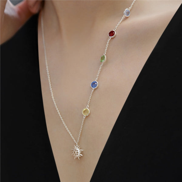 Silver Plated Necklace Coloured Stones Newbridge Silverware