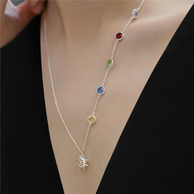 Silver Plated Necklace Coloured Stones Newbridge Silverware