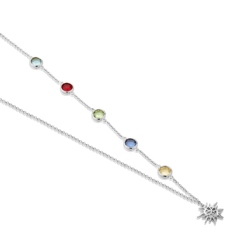 Silver Plated Necklace Coloured Stones Newbridge Silverware