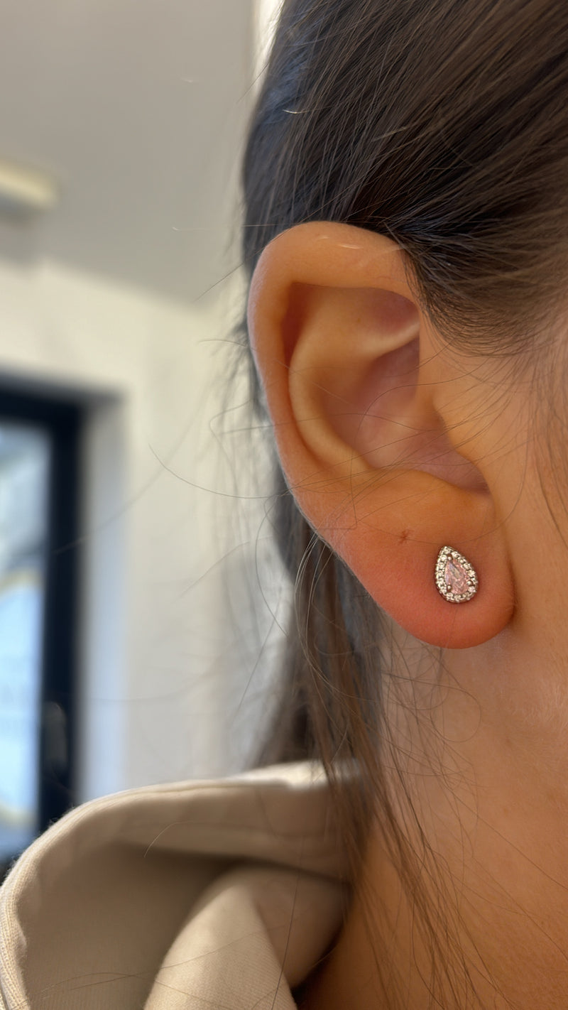 Coloured Teardrop CZ Stud Earrings - Sterling Silver