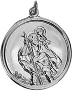 Round St. Christopher Medal 10mm - Sterling Silver Religious