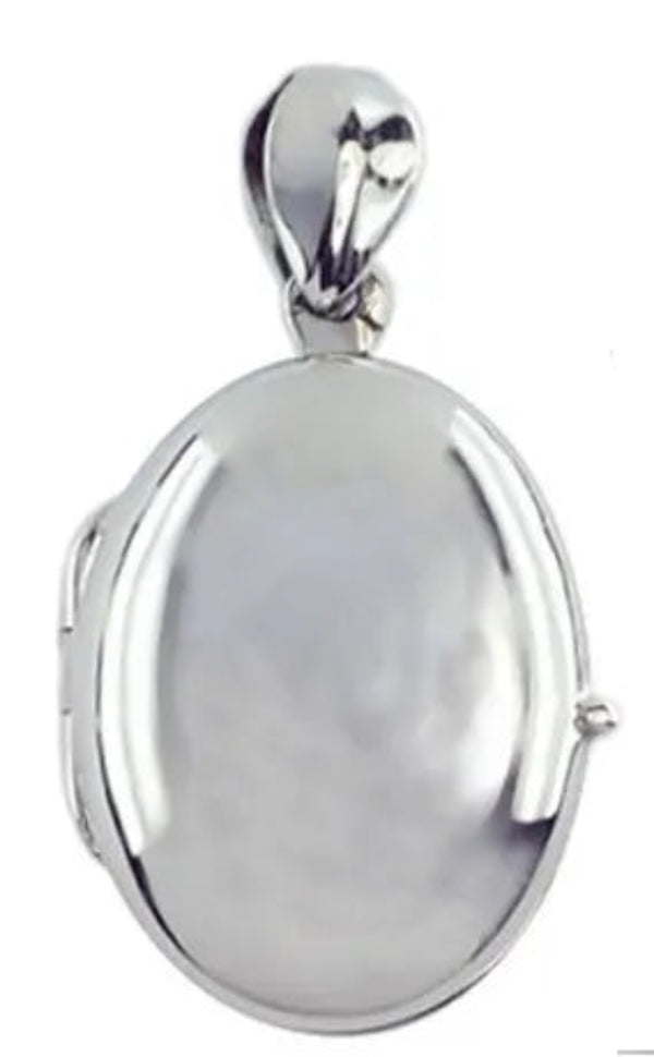 25mm Memorial Oval Locket - Sterling Silver