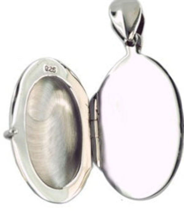 25mm Memorial Oval Locket - Sterling Silver