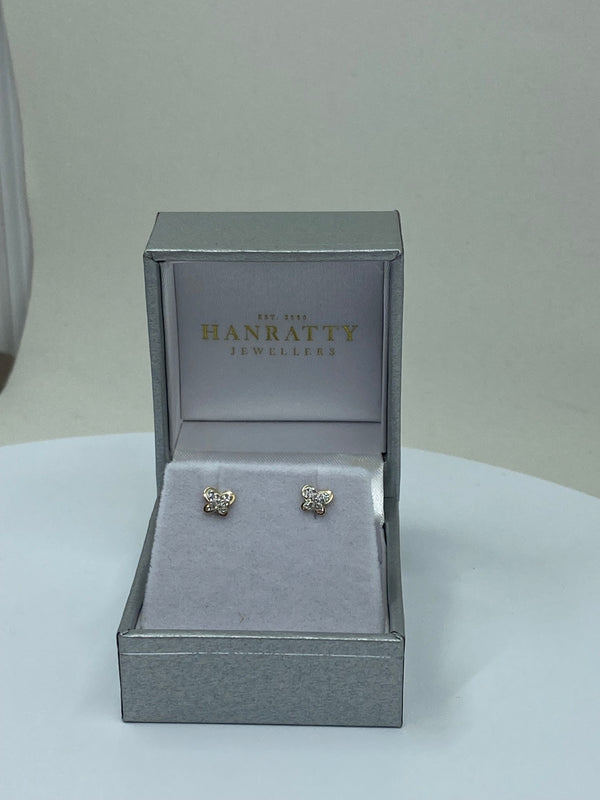 Butterfly cz earrings - 9ct Gold