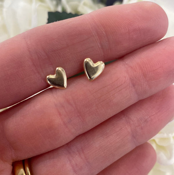 Heart Stud Earrings - 9ct Gold