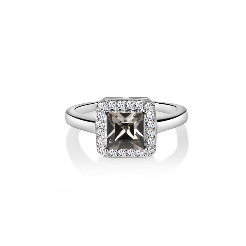 Square Ring With Black & Clear Stones Newbridge Silverware