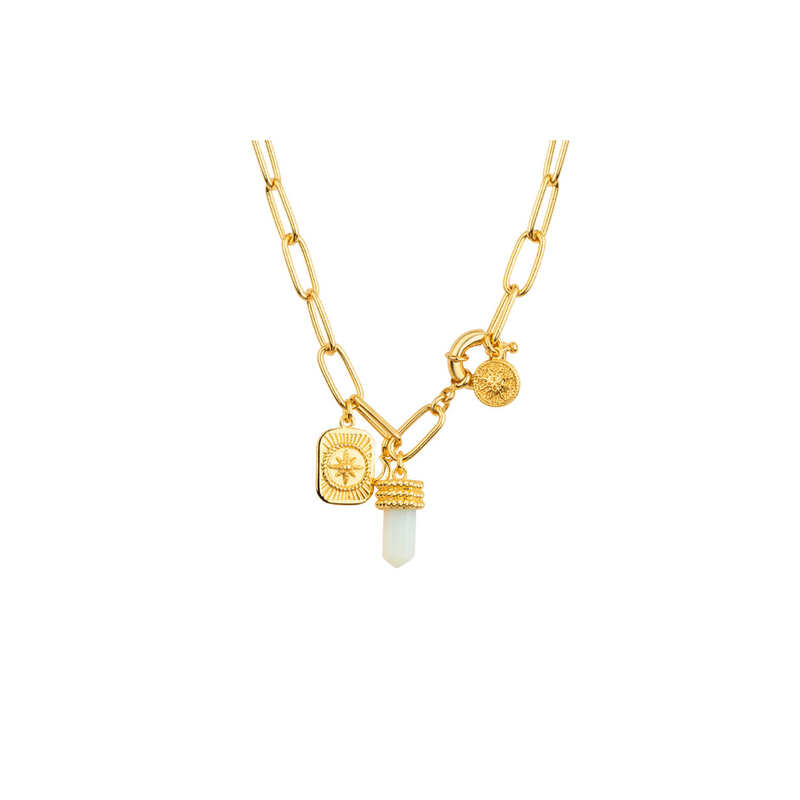 Gold Plated Necklace with Opalite Charm