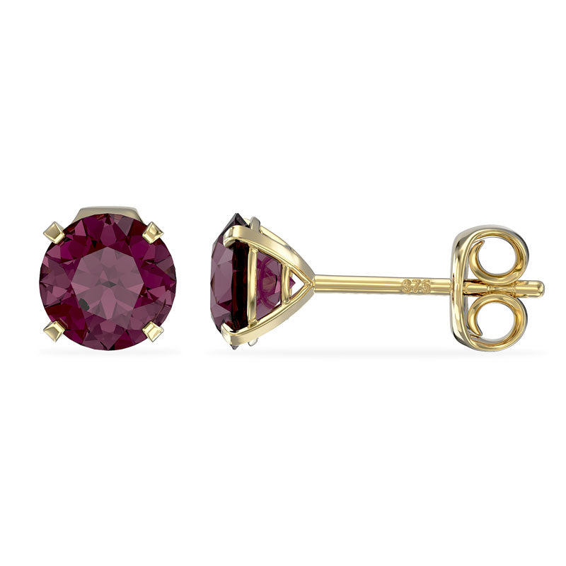 Gold Birthstone Stud Earrings - 9ct Gold february