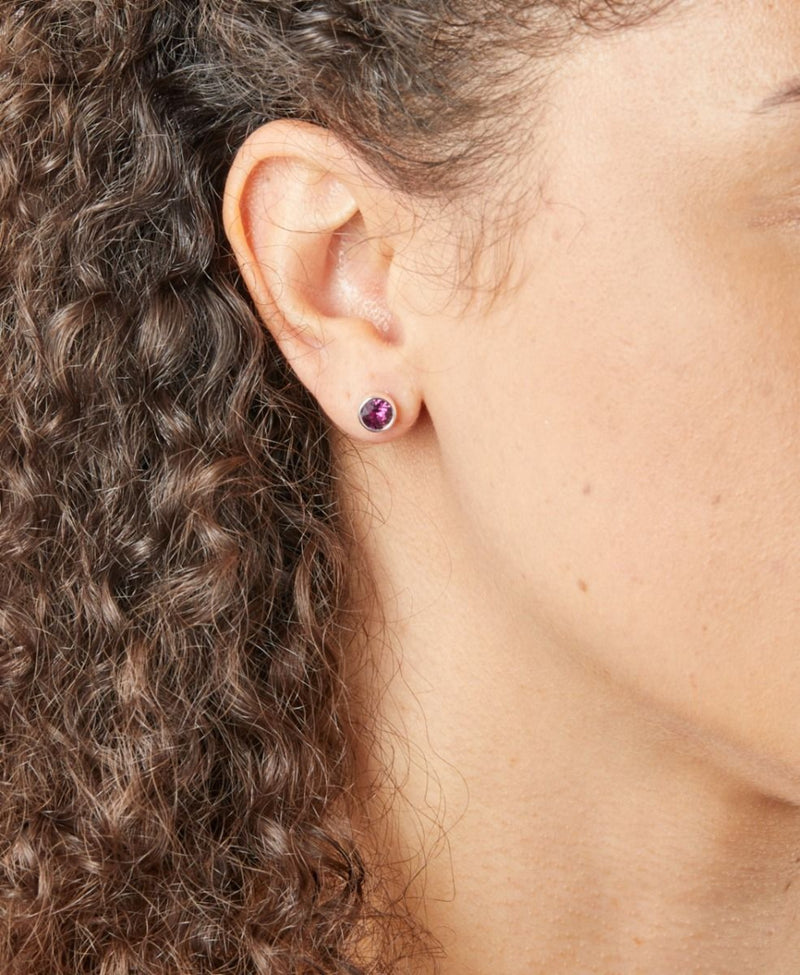 February Birthstone Stud Earrings - Sterling Silver - Hanratty Jewellers