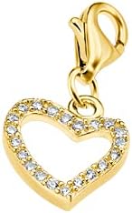 CZ Heart Charm - Sterling Silver Gold Plated