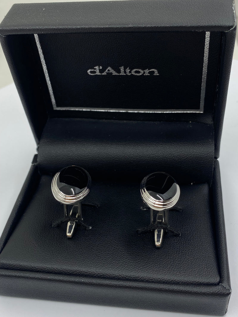 Gents Black Cufflinks - Sterling Silver