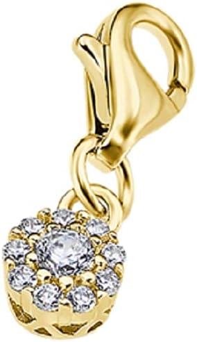 CZ Stone Charm - Sterling Silver Gold Plated