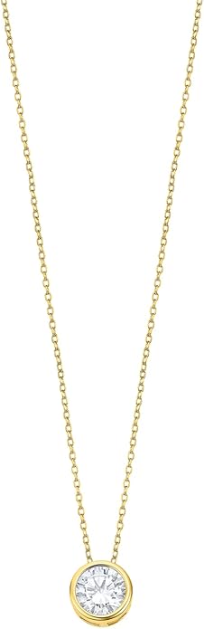 Round CZ Necklace - Sterling Silver Gold Plated