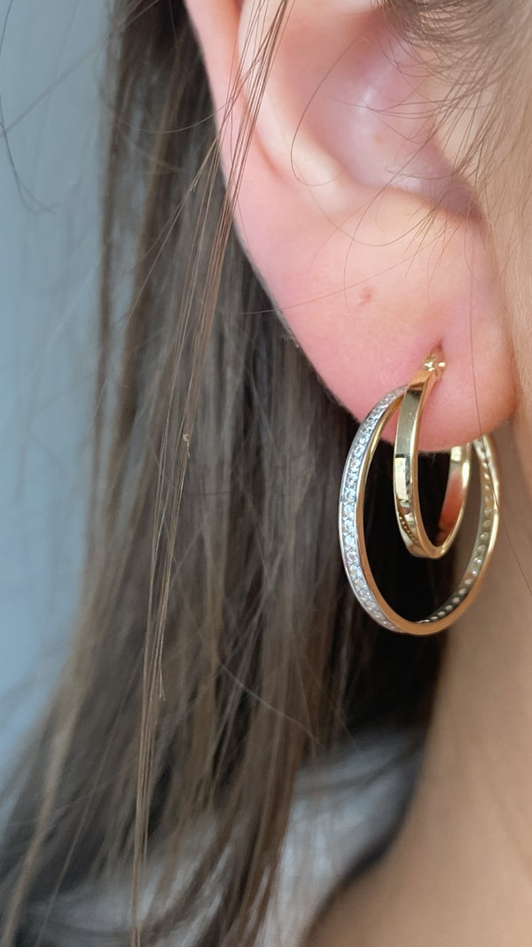 CZ Twist Hoop Earrings - 9ct Yellow Gold