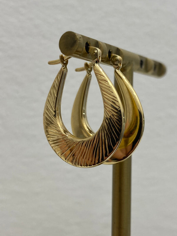 Textured Hoop Earrings - 9ct Gold