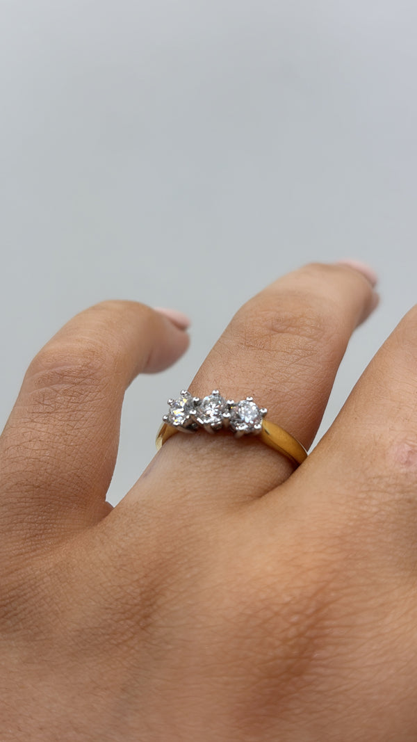Trilogy Brilliant Cut Diamond Ring - 18ct Gold
