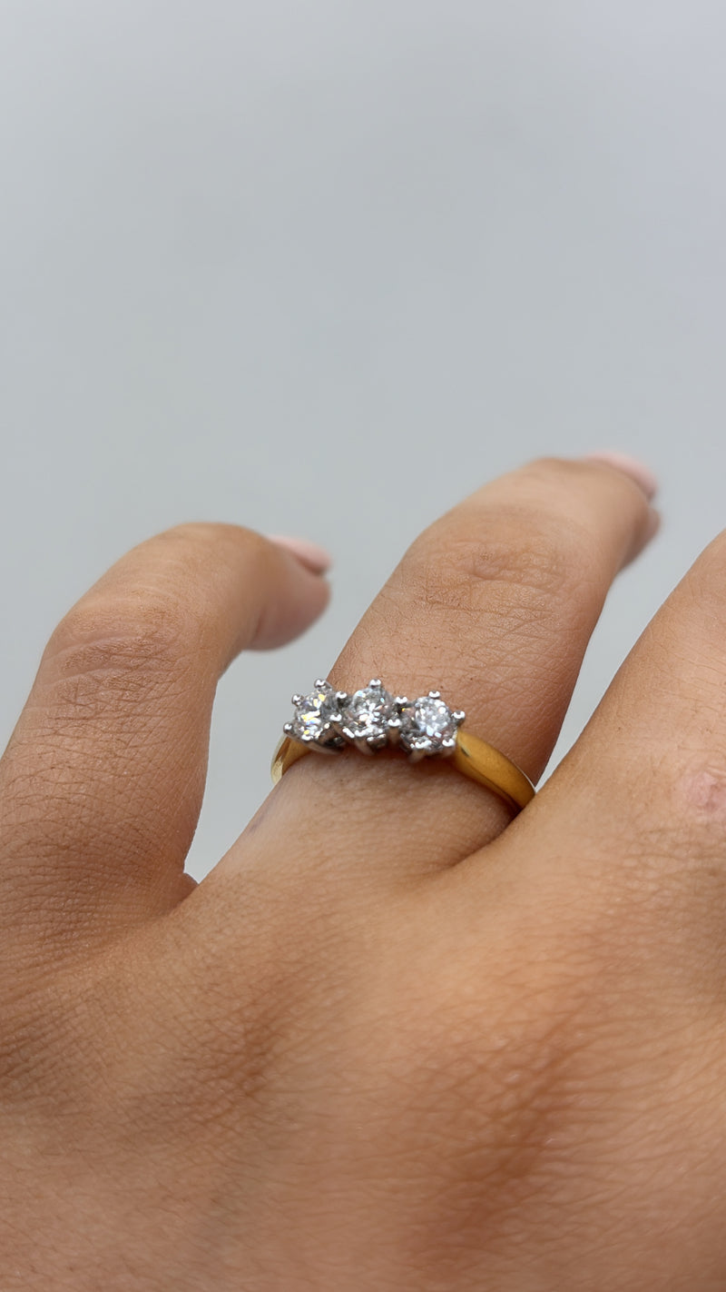 Trilogy Brilliant Cut Diamond Ring - 18ct Gold