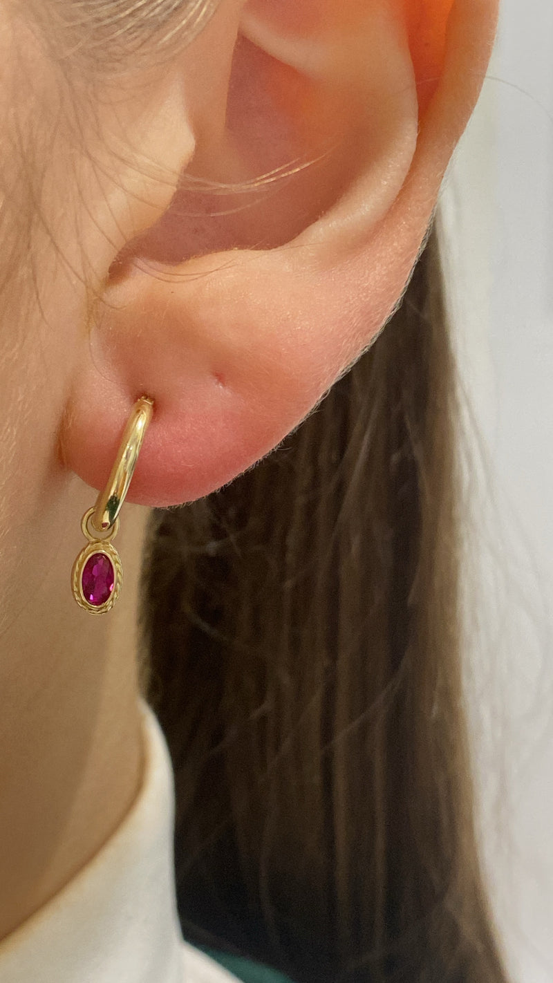 CZ Hoop Earrings - 9ct Yellow Gold