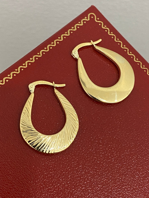 Textured Hoop Earrings - 9ct Gold