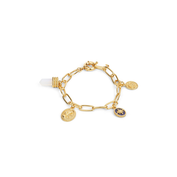 Gold Plated Bracelet with Opalite Charms