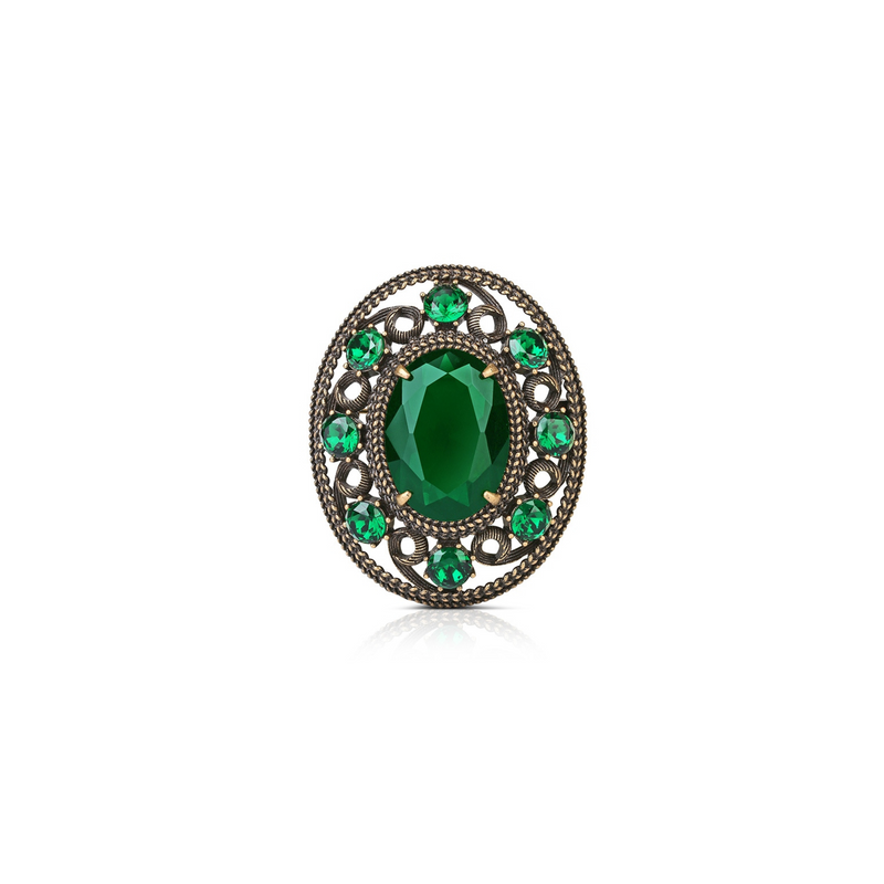 Oval Brooch Green Stone Newbridge Silverware