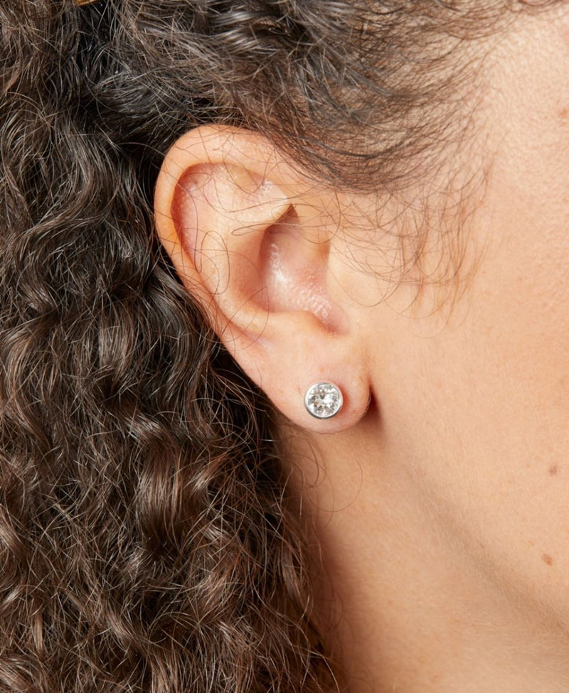 April Birthstone Stud Earrings - Sterling Silver - Hanratty Jewellers