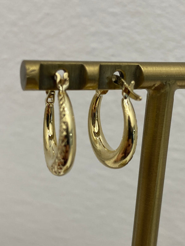 Tyre Thread Hoop Earrings 10mm - 9ct Gold