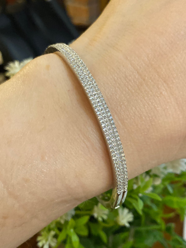 Sparkling CZ Bangle - Sterling Silver