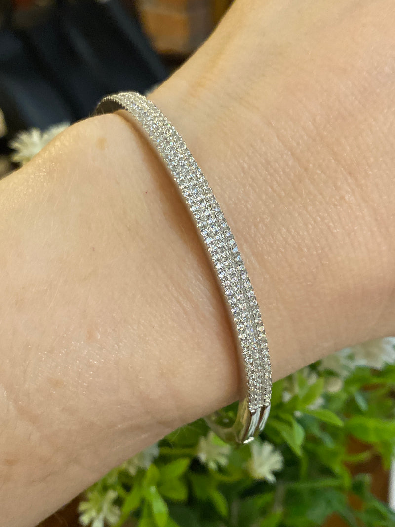 Sparkling CZ Bangle - Sterling Silver