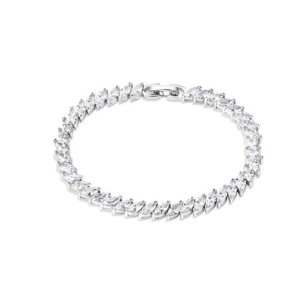 Vintage Style Bracelet With Clear Stones - Sterling Silver